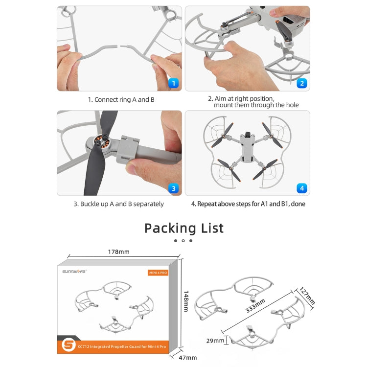 For DJI Mini 4 Pro Sunnylife N4P-KC712 Drone Propeller Protective Guard Anti-collision Ring (Grey) - HoMEdemic™ 