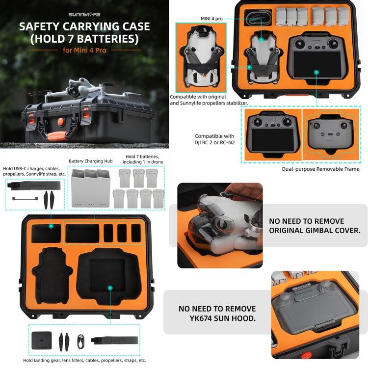 For DJI Mini 4 Pro Sunnylife Safety Carrying Case Waterproof Shock-proof Hard Travel Case (Black) - HoMEdemic™ 