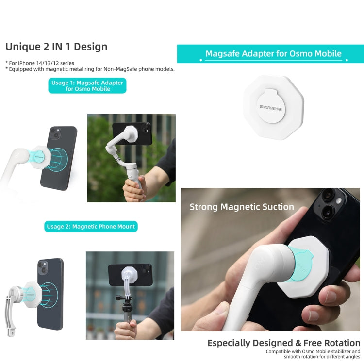 For DJI OM6 / 5 / 4 / 4 SE  Sunnylife ZJ561 Magsafe Adapter Phone Holder (White) - HoMEdemic™ 