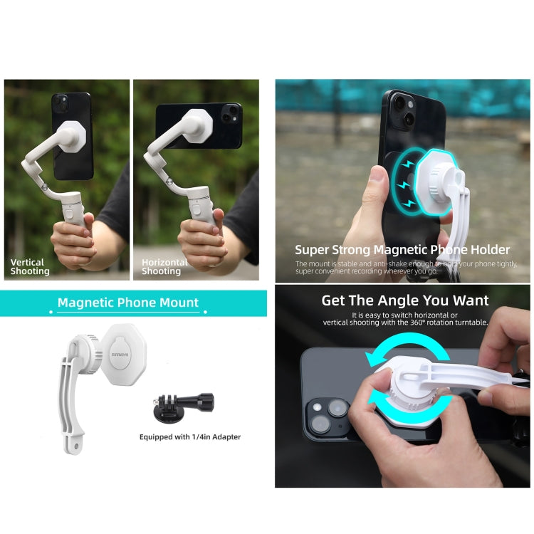 For DJI OM6 / 5 / 4 / 4 SE  Sunnylife ZJ561 Magsafe Adapter Phone Holder (White) - HoMEdemic™ 