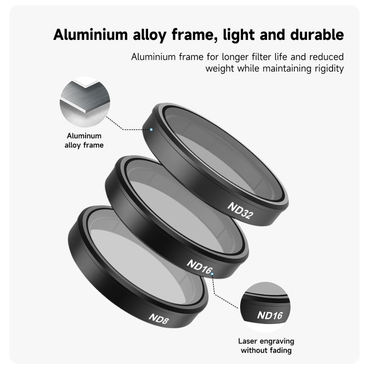 For DJI OSMO Action 3 / 4 TELESIN ND CPL Filter Set Aluminium Alloy Frame Lens(CPL+ND8/16/32 Set) - HoMEdemic™ 