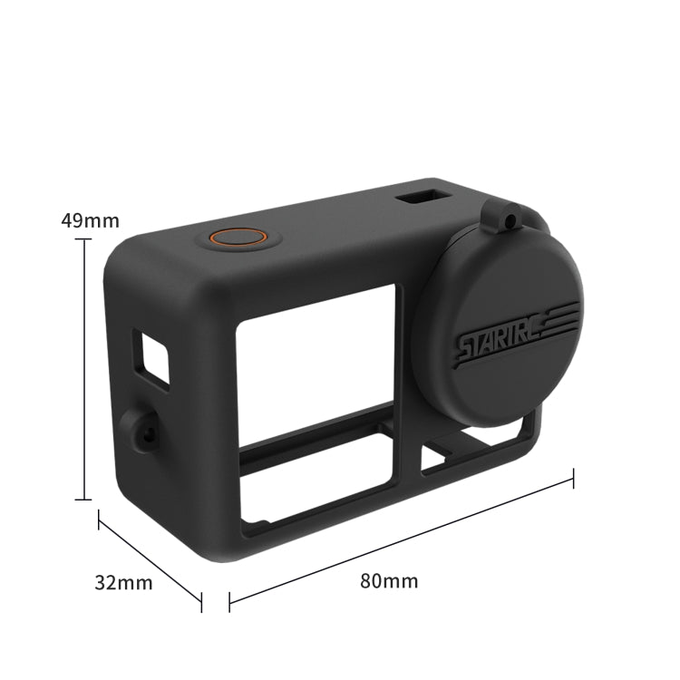 For DJI OSMO Action 4 / 3 STARTRC Silicone Shockproof Case with Lens Cap & Strap (Black) - HoMEdemic™ 