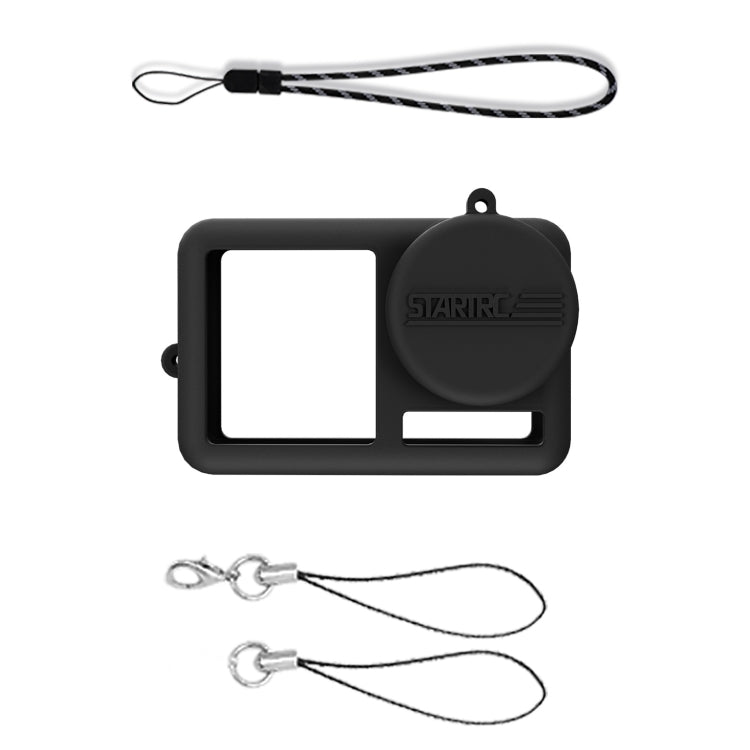 For DJI OSMO Action 4 / 3 STARTRC Silicone Shockproof Case with Lens Cap & Strap (Black) - HoMEdemic™ 