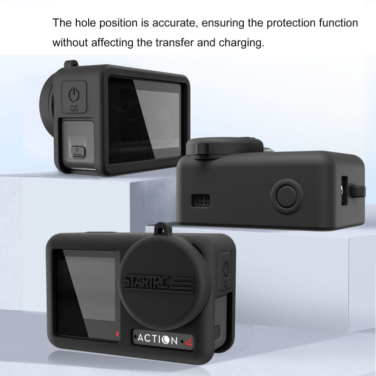 For DJI OSMO Action 4 / 3 STARTRC Silicone Shockproof Case with Lens Cap & Strap (Black) - HoMEdemic™ 