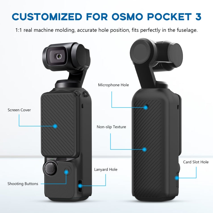 For DJI OSMO Pocket 3 PULUZ  2 in 1 Silicone Cover Case Set with Strap (Black) - HoMEdemic™ 