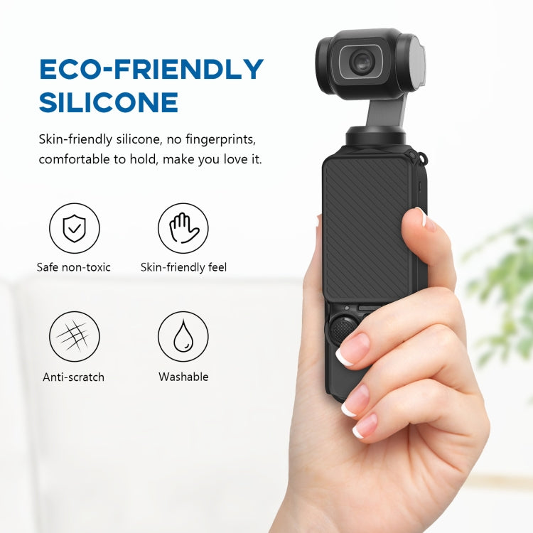 For DJI OSMO Pocket 3 PULUZ  2 in 1 Silicone Cover Case Set with Strap (Black) - HoMEdemic™ 
