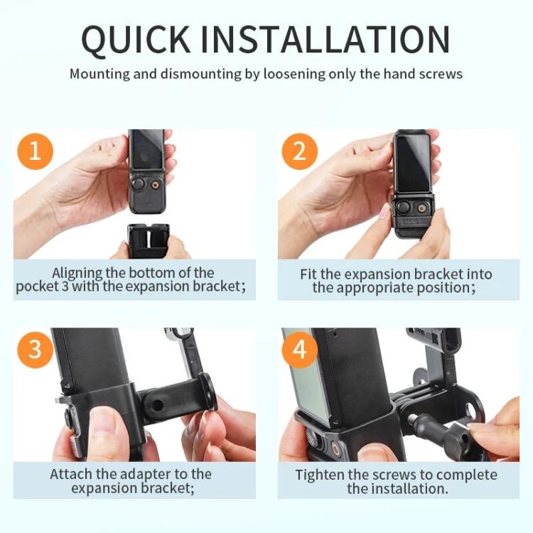 For DJI OSMO Pocket 3 STARTRC Expansion Bracket Fixed Plastic Frame (Black) - HoMEdemic™ 