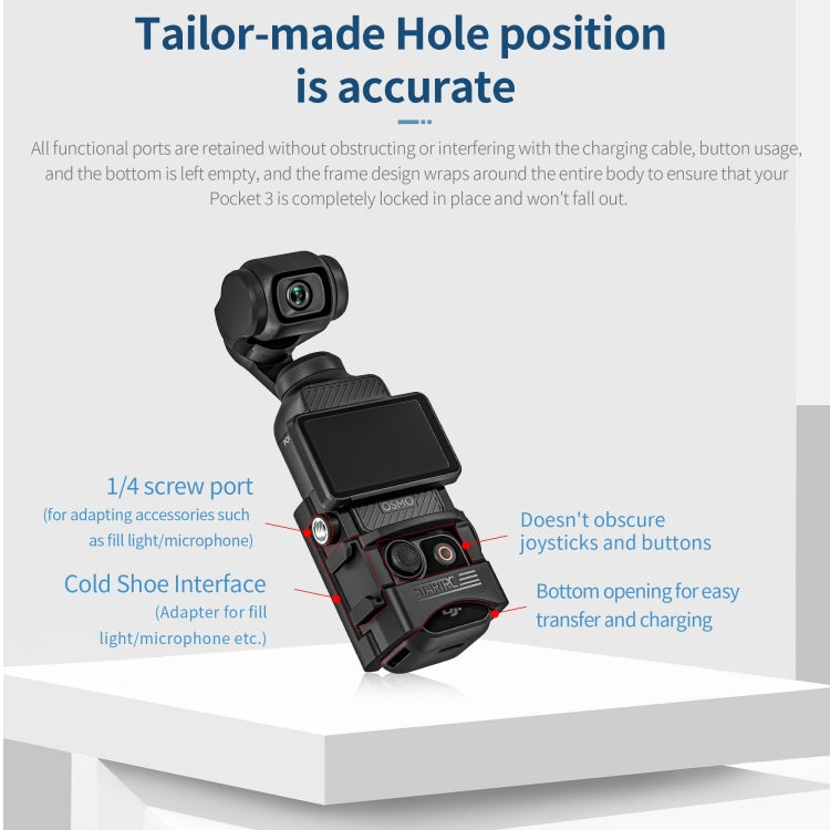 For DJI OSMO Pocket 3 STARTRC Multifunctional Fixed Mount Expansion Adapter Bracket (Black) - HoMEdemic™ 