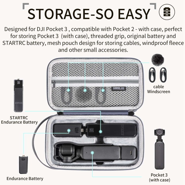 For DJI OSMO Pocket 3 STARTRC Portable Carrying Case Body Storage Bag (Grey) - HoMEdemic™ 