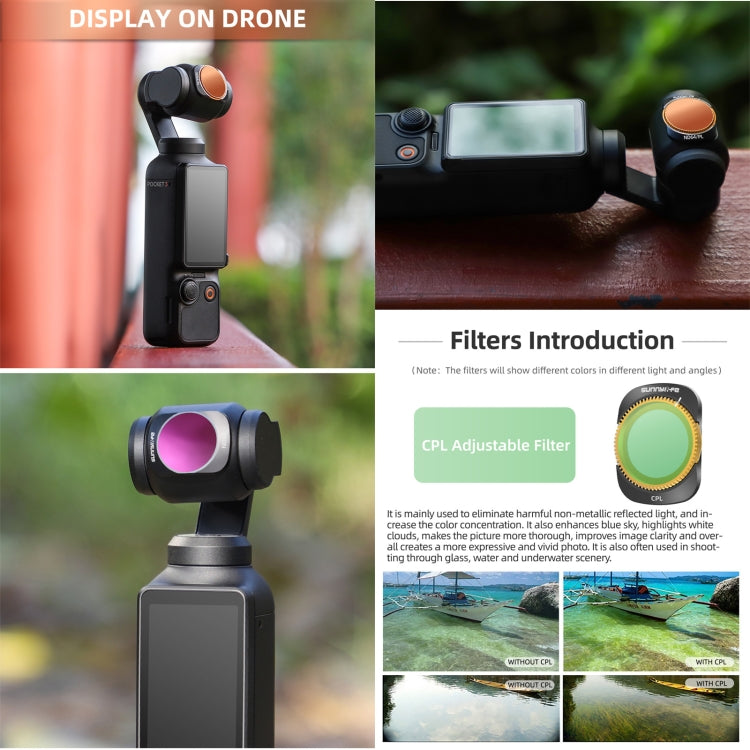 For DJI OSMO Pocket 3 Sunnylife Camera Lens Magnetic Metal Filter, Filter:3 in 1 CPL ND8/16 - HoMEdemic™ 