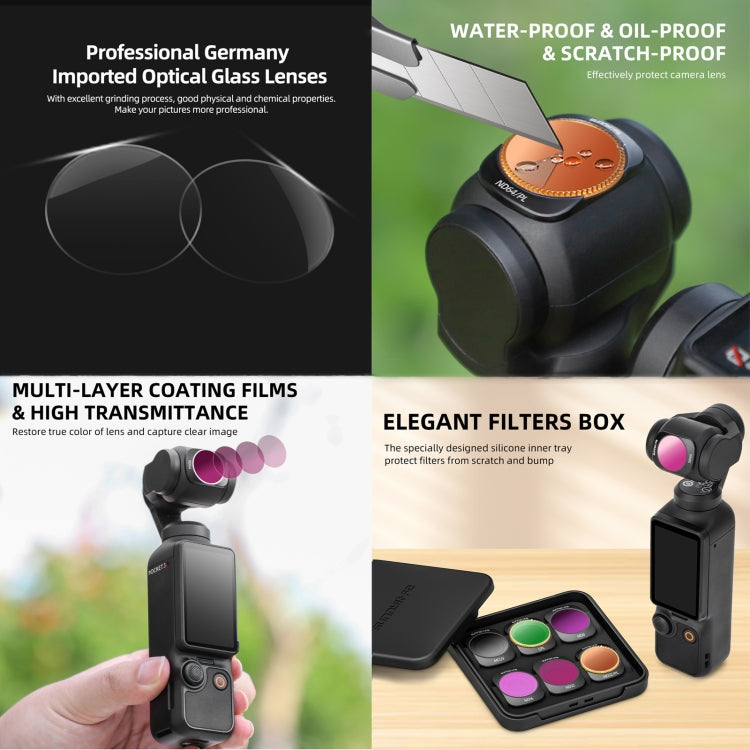 For DJI OSMO Pocket 3 Sunnylife Camera Lens Magnetic Metal Filter, Filter:6 in 1 UV CPL ND8-64 - HoMEdemic™ 