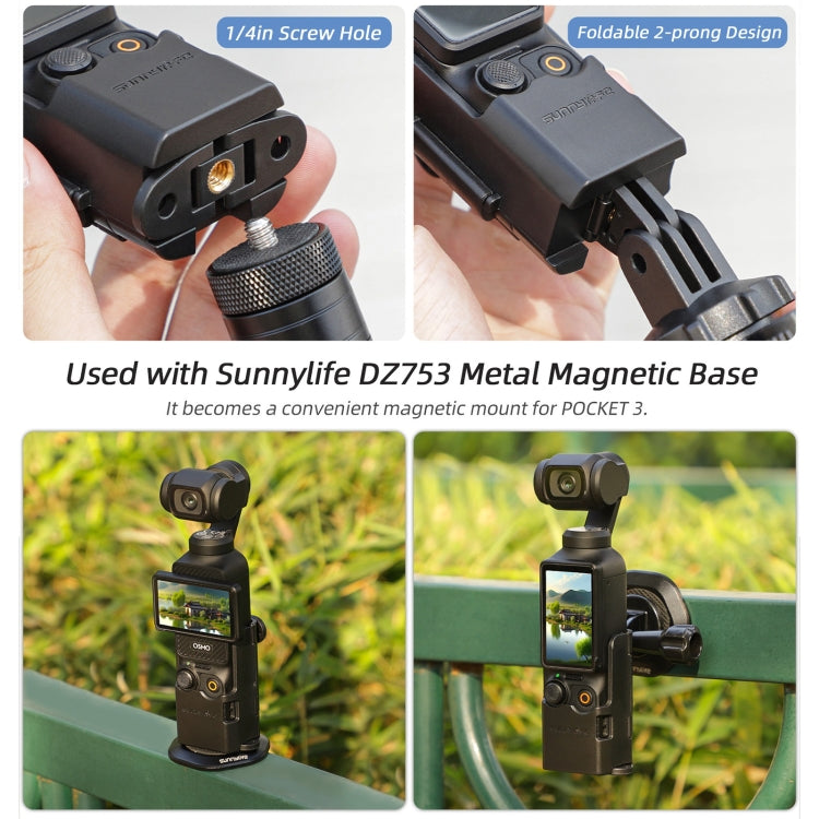 For DJI OSMO Pocket 3 Sunnylife Expansion Adapter Foldable Dual Hooks Adapter Protective Case Bracket (Black) - HoMEdemic™ 