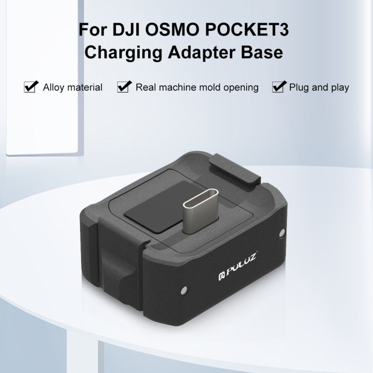 For DJI OSMO Pocket 4 / 3 PULUZ USB-C / Type-C Dock Desktop Charging Base Aluminum Alloy Bracket (Black) - HoMEdemic™ 