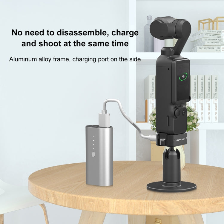 For DJI OSMO Pocket 4 / 3 PULUZ USB-C / Type-C Dock Desktop Charging Base Aluminum Alloy Bracket (Black) - HoMEdemic™ 