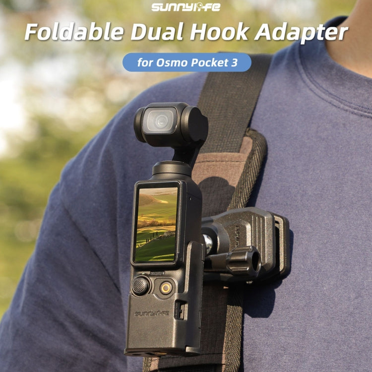 For DJI OSMO Pocket 4 / 3 Sunnylife Expansion Adapter Foldable Dual Hooks Adapter Protective Case Bracket (Black) - HoMEdemic™ 