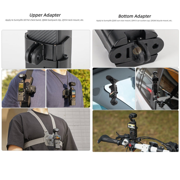 For DJI OSMO Pocket 4 / 3 Sunnylife Expansion Adapter Foldable Dual Hooks Adapter Protective Case Bracket (Black) - HoMEdemic™ 
