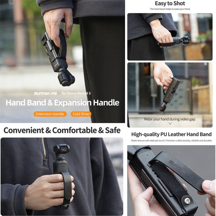 For DJI OSMO Pocket 4 / 3 Sunnylife Hand Band Protective Frame Cold Shoe Extension Handle Cover (Black) - HoMEdemic™ 