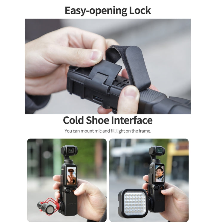 For DJI OSMO Pocket 4 / 3 Sunnylife Hand Band Protective Frame Cold Shoe Extension Handle Cover (Black) - HoMEdemic™ 