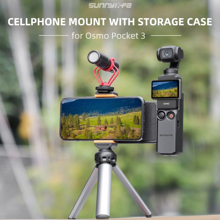 For DJI OSMO Pocket 4 / 3 Sunnylife OP3-AD744 Expanded Phone Clamp Holder with Storage Case (Black) - HoMEdemic™ 