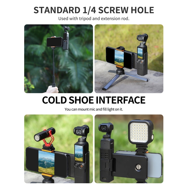 For DJI OSMO Pocket 4 / 3 Sunnylife OP3-AD744 Expanded Phone Clamp Holder with Storage Case (Black) - HoMEdemic™ 