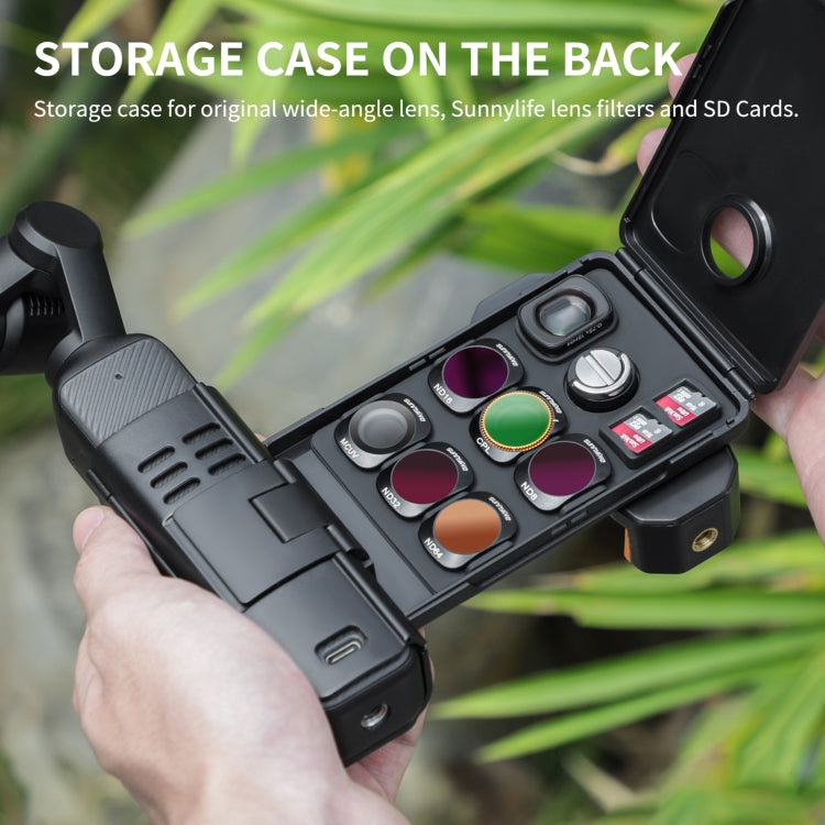 For DJI OSMO Pocket 4 / 3 Sunnylife OP3-AD744 Expanded Phone Clamp Holder with Storage Case (Black) - HoMEdemic™ 