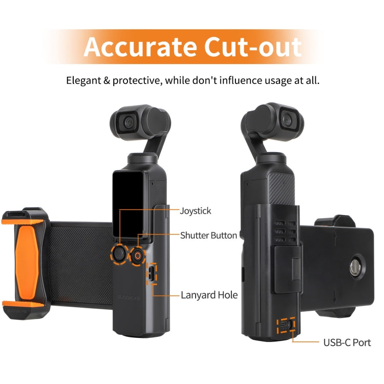 For DJI OSMO Pocket 4 / 3 Sunnylife OP3-AD744 Expanded Phone Clamp Holder with Storage Case (Black) - HoMEdemic™ 