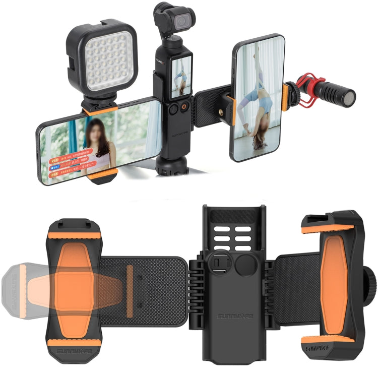 For DJI OSMO Pocket 4 / 3 Sunnylife ZJ756 Expanded Dual Phone Clamp Holder (Black) - HoMEdemic™ 