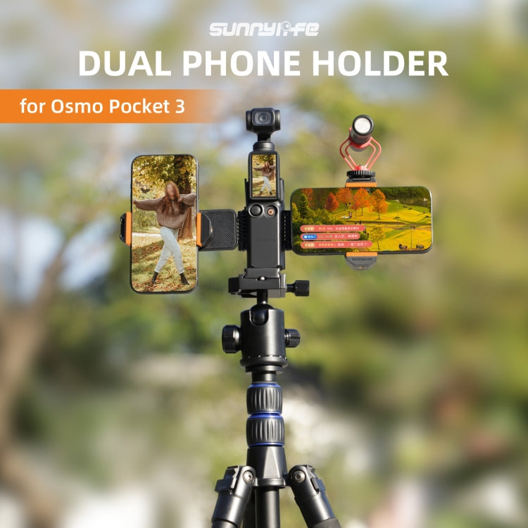For DJI OSMO Pocket 4 / 3 Sunnylife ZJ756 Expanded Dual Phone Clamp Holder (Black) - HoMEdemic™ 