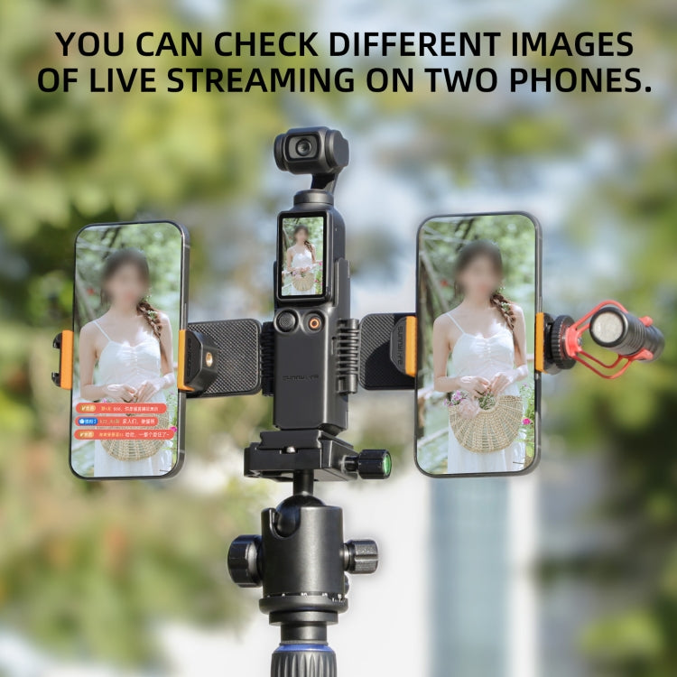 For DJI OSMO Pocket 4 / 3 Sunnylife ZJ756 Expanded Dual Phone Clamp Holder (Black) - HoMEdemic™ 