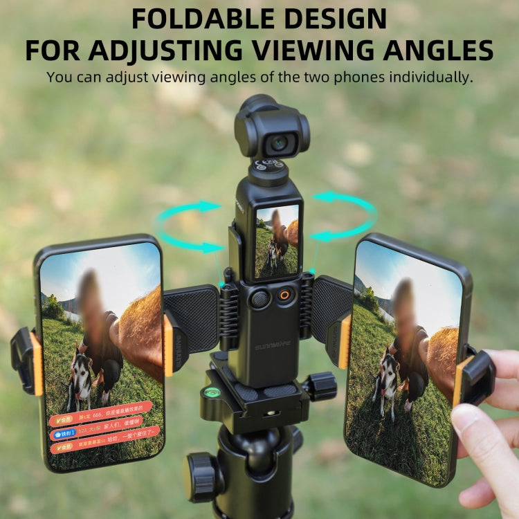 For DJI OSMO Pocket 4 / 3 Sunnylife ZJ756 Expanded Dual Phone Clamp Holder (Black) - HoMEdemic™ 