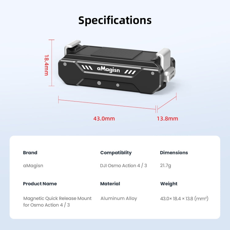 For DJI Osmo 360 / Action 5 Pro / Action 4 / Action 3 aMagisn Magnetic Fast Disassembly Motion Camera Accessories - HoMEdemic™ 