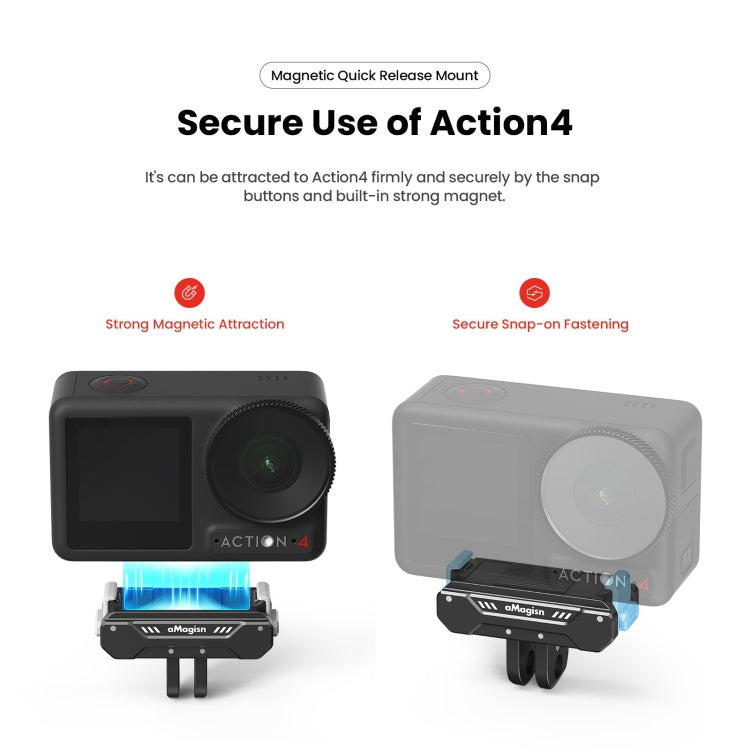 For DJI Osmo 360 / Action 5 Pro / Action 4 / Action 3 aMagisn Magnetic Fast Disassembly Motion Camera Accessories - HoMEdemic™ 