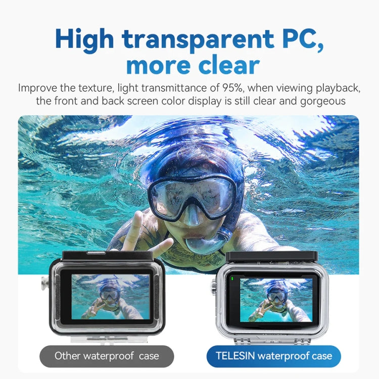 For DJI Osmo Action 3 / 4 TELESIN OA-WTP-003 45m Waterproof Shell Sealed Diving Case - HoMEdemic™ 
