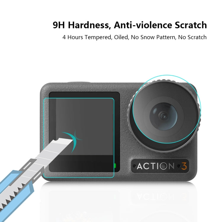 For DJI Osmo Action 3  PULUZ 3-in-1 Lens Front and Back Screen Tempered Glass Explosion-proof Film - HoMEdemic™ 