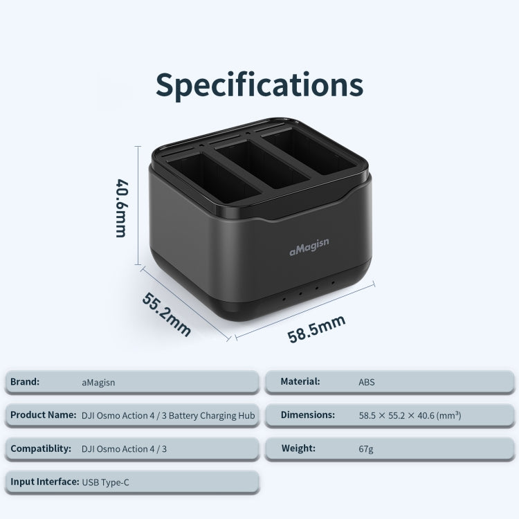 For DJI Osmo Action 4 / 3 AMagisn Battery Charger Seat - HoMEdemic™ 