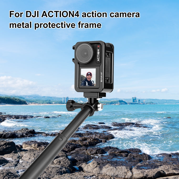 For DJI Osmo Action 4 / 3 PULUZ Metal Cage Expansion Adapter Frame with Cold Shoe (Black) - HoMEdemic™ 