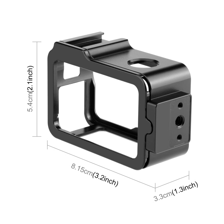 For DJI Osmo Action 4 / 3 PULUZ Metal Cage Expansion Adapter Frame with Cold Shoe (Black) - HoMEdemic™ 
