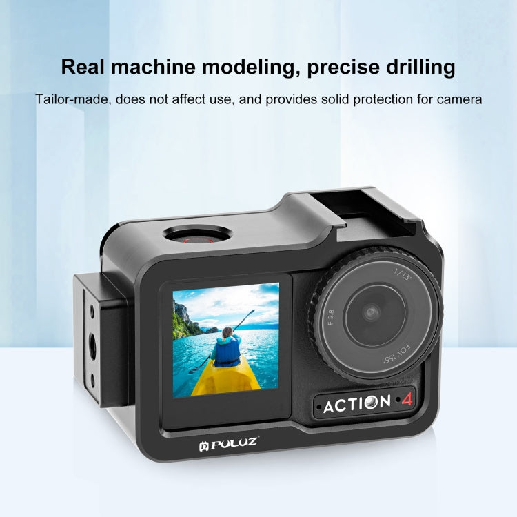 For DJI Osmo Action 4 / 3 PULUZ Metal Cage Expansion Adapter Frame with Cold Shoe (Black) - HoMEdemic™ 