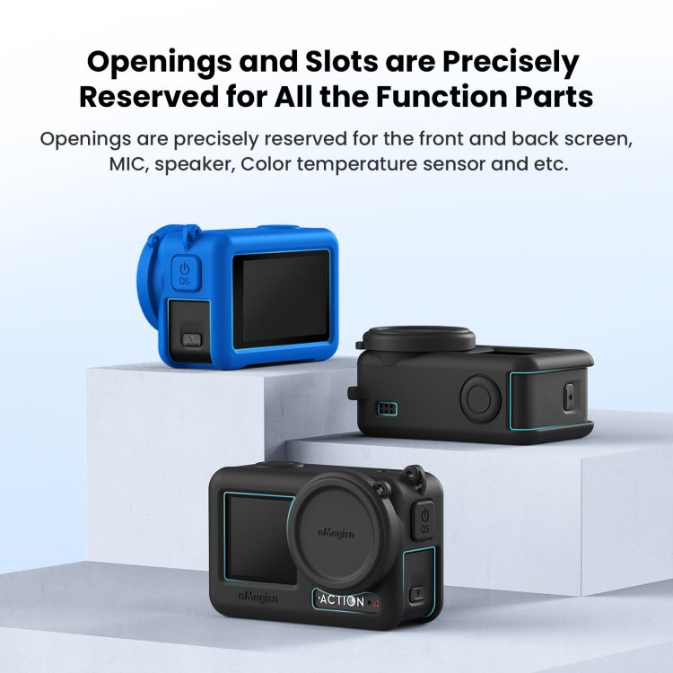 For DJI Osmo Action 4 / 3 aMagisn Silicone Protection Case Camera Protection Accessories(Black) - HoMEdemic™ 