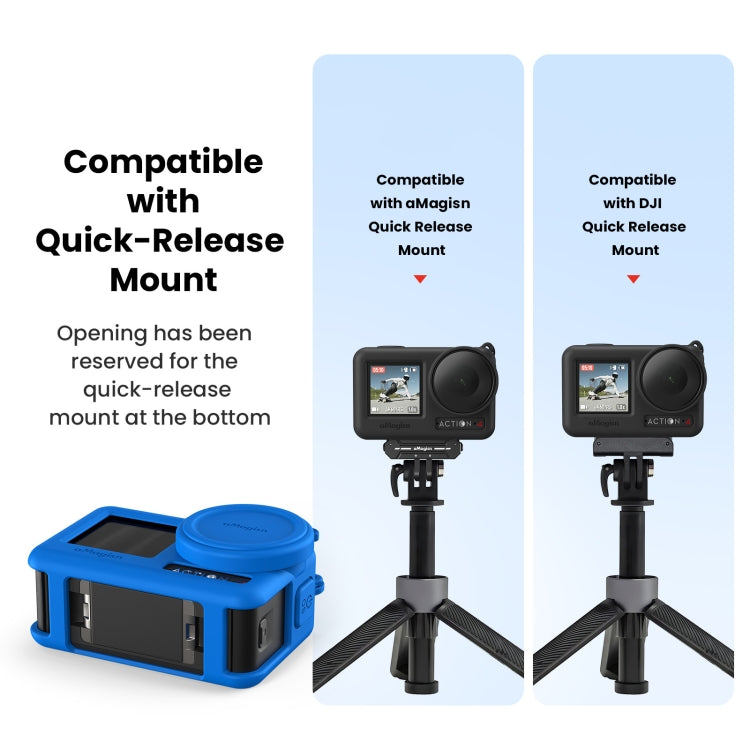For DJI Osmo Action 4 / 3 aMagisn Silicone Protection Case Camera Protection Accessories(Black) - HoMEdemic™ 
