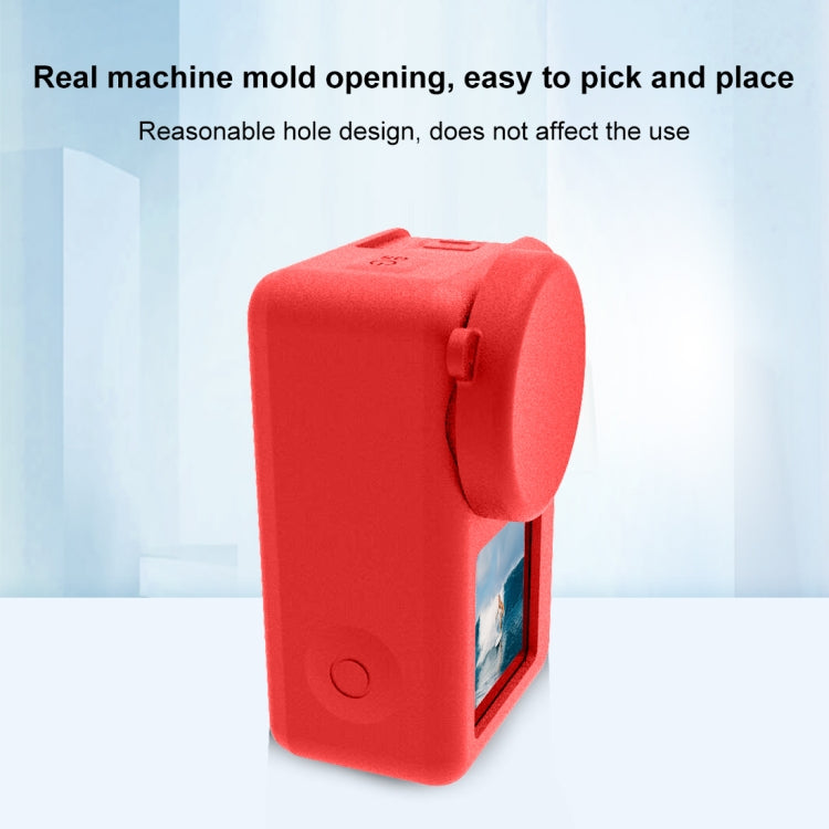 For DJI Osmo Action 5 Pro / 4 / 3  PULUZ Silicone Protective Case with Lens Cap (Red) - HoMEdemic™ 