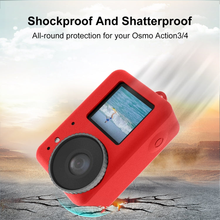 For DJI Osmo Action 5 Pro / 4 / 3  PULUZ Silicone Protective Case with Lens Cap (Red) - HoMEdemic™ 