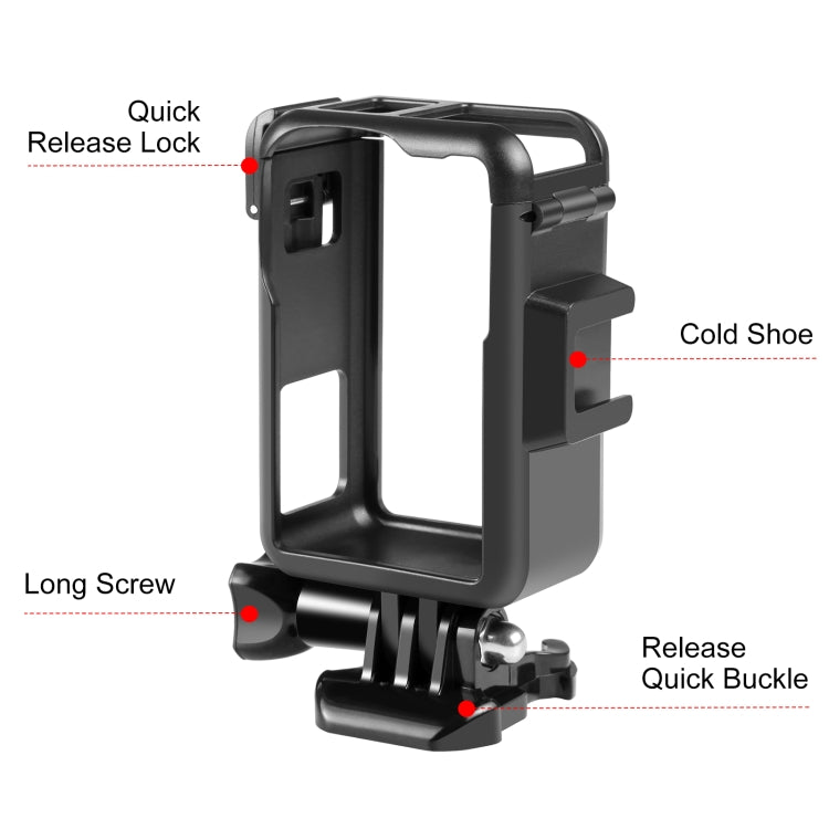 For DJI Osmo Action 5 Pro / 4 / 3 PULUZ Vertical Plastic Protective Frame Cage with Cold Shoes (Black) - HoMEdemic™ 