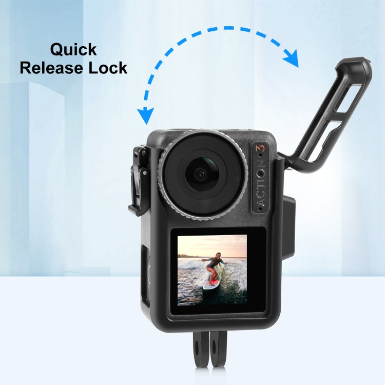 For DJI Osmo Action 5 Pro / 4 / 3 PULUZ Vertical Plastic Protective Frame Cage with Cold Shoes (Black) - HoMEdemic™ 