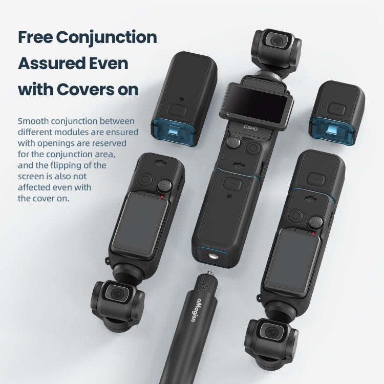 For DJI Osmo Pocket 3 AMagisn Silicone Protection Case Movement Camera Accessories, Style: 5 In 1 Black - HoMEdemic™ 