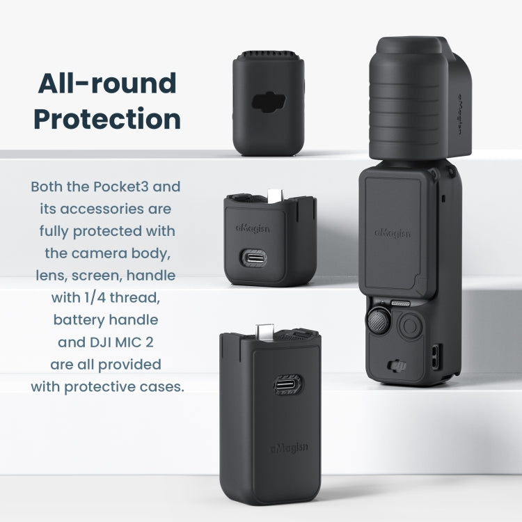 For DJI Osmo Pocket 3 AMagisn Silicone Protection Case Movement Camera Accessories, Style: 5 In 1 Black - HoMEdemic™ 