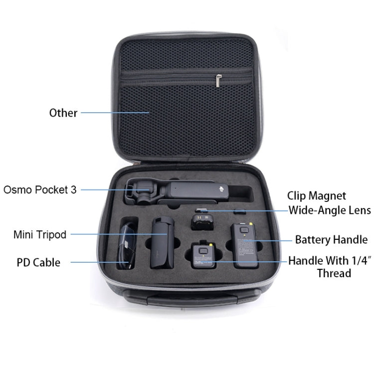 For DJI Osmo Pocket 3 Action Camera All-in-One Storage Bag Hand Cluth(Grey) - HoMEdemic™ 