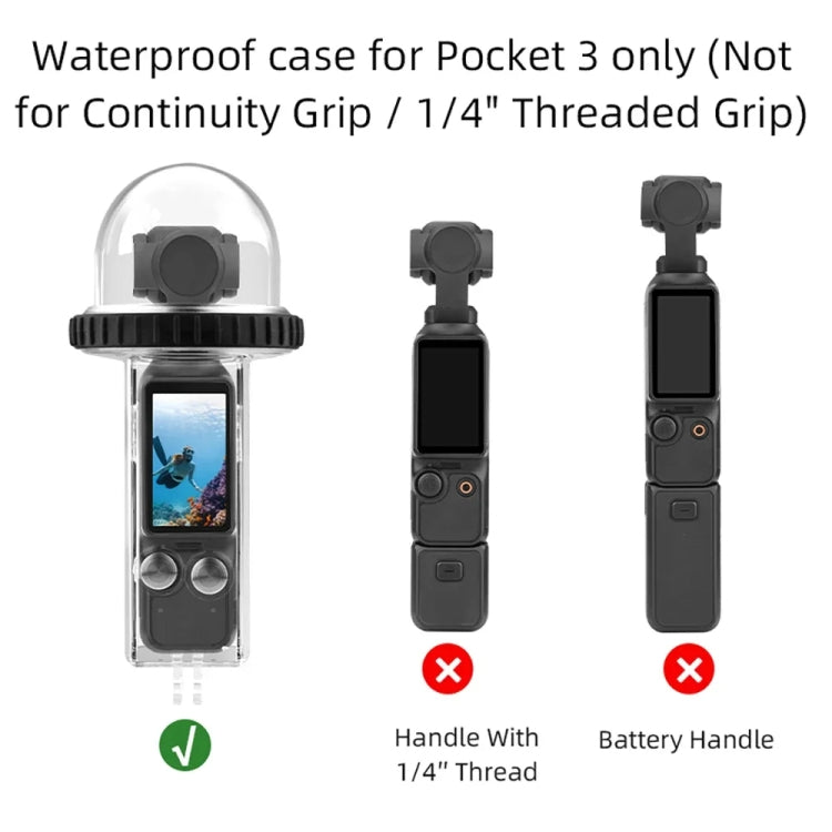For DJI Osmo Pocket 3 BRDRC 40m Depth Waterproof Case Diving Housing Cover(Transparent Handle) - HoMEdemic™ 