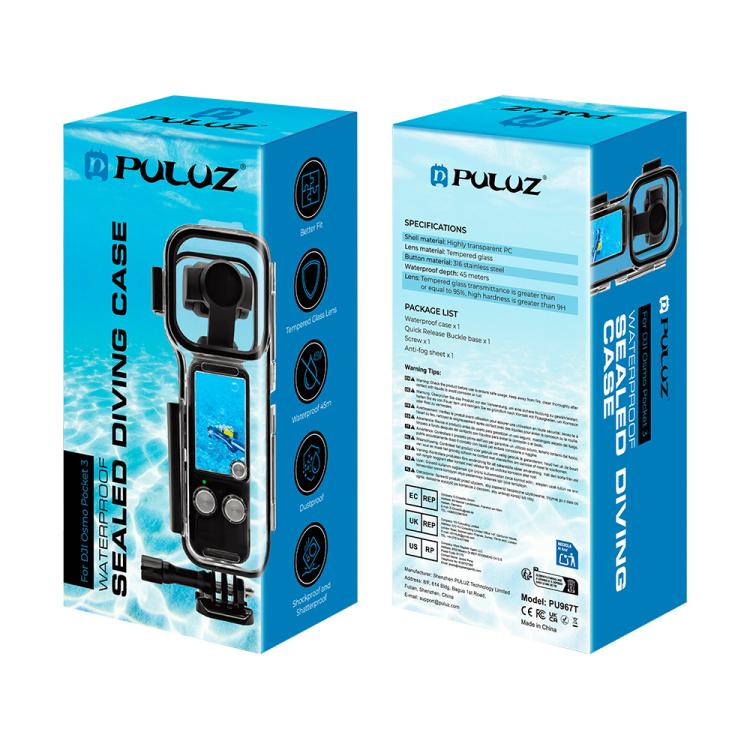 For DJI Osmo Pocket 3 PULUZ 45m Underwater Waterproof Housing Diving Case (Transparent) - HoMEdemic™ 