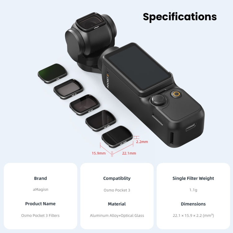 For DJI Osmo Pocket 3 aMagisn HD Double Sided Coated Filters Sports Camera Protective Goggles, Style: CPL - HoMEdemic™ 